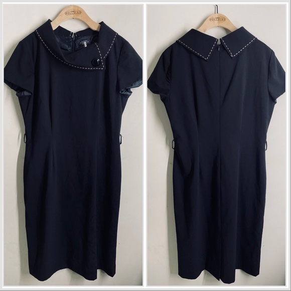 Tahari Arthur Levine Collar Detail Black Dress size 10 - Picture 1 of 11